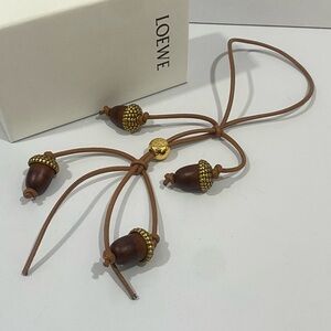 Loewe Tan and Gold Acorn Key Holder